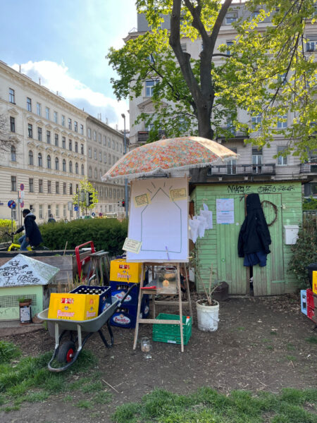 Flipchart mit Notizen im Alsergarten