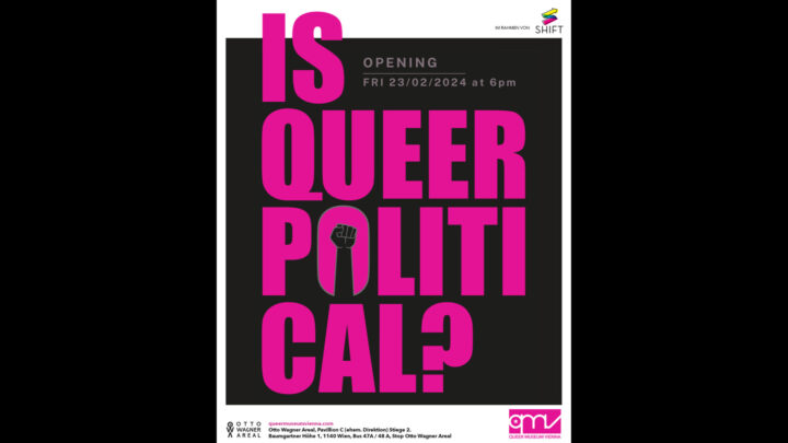 a black banner with pink letters saying: Is Queer Political?