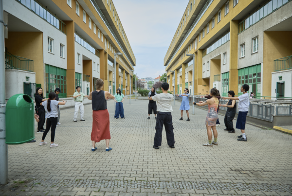 People dancing in a square
